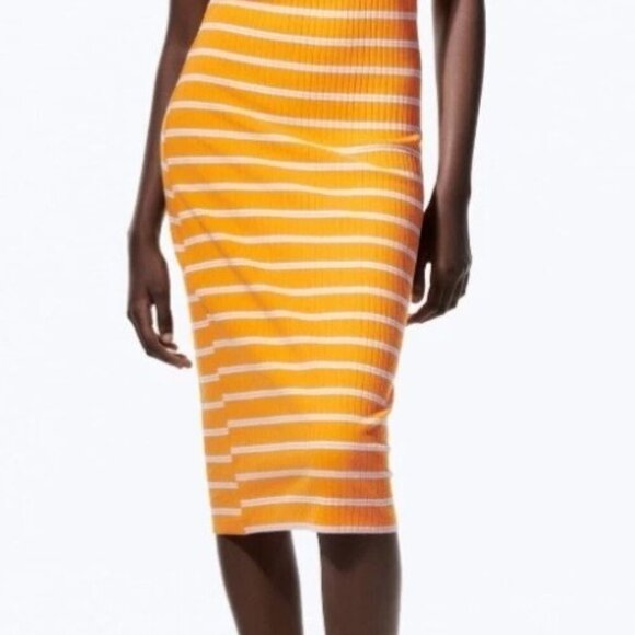 Zara Striped Ruffle Ribbed Dress Size S 0962/172/104 - Picture 1 of 4